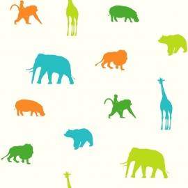 Esta Giggle Behang 137335 Dieren/Animals/Kinderkamer/Olifant/Giraf
