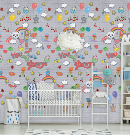 Behangexpresse/Spits  Abby & Bryan INGK Fotobehang INK7230 Graffiti Baby Grey