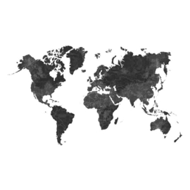 Esta Home Black & White Fotobehang 158941 World Map/Wereldkaart