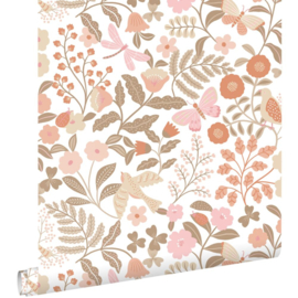 Esta Home Pom Pom Pie Behang 131391 Bloemen en Vogels terracotta