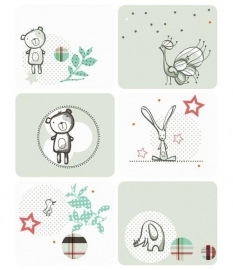 Noordwand  Little Ones Behang 415077 Patch Work/Vlakken/Dieren/Baby/Kinderkamer Fotobehang