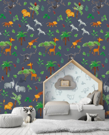 Behangexpresse Morris & Mila Fotobehang INK7271 Wildpark Blue/Dieren