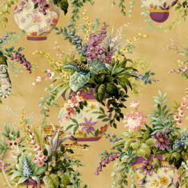 Dutch Wallcoverings Xanadu Behang 91520 Rivara Ocre/Bloemen