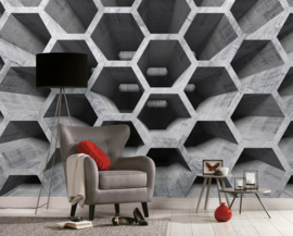 AS Creation Designwalls Fotobehang DD118738 Honey Comb Structure 1/Hexagon/Honingraat/Modern/Beton/Steen/Illusion