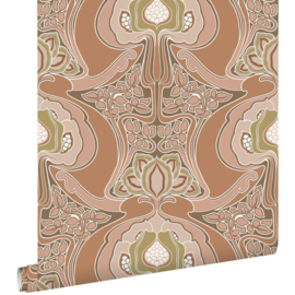 Esta Home Bloom Behang 139570 Vintage Bloemen in Art Deco Stijl/Terracotta Roze