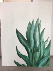 Kunst/Schilderij Botanische Bladeren met Tor/Canvas/Acrylverf/Wanddecoratie