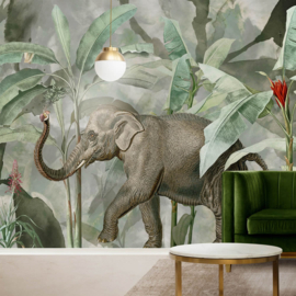Hohenberger Digital Murals 27028 Fotobehang Palmbladeren met Olifant