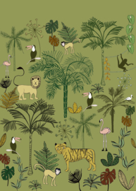 Onszelf Stories Fotobehang 842142 Claas Jungle Green/Dieren