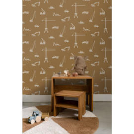 Esta Home Nieuw Behang 139971 Voertuigen Okerbruin/Kinderkamer