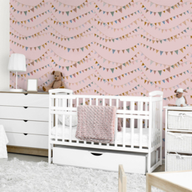 Hohenberger Great Kids Behang 26822 Garland Rose/Vlaggenlijn