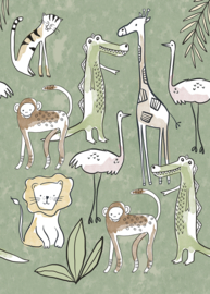 Behangexpresse Olive & Noah Fotobehang INK7809 Simple Jungle Green/Dieren