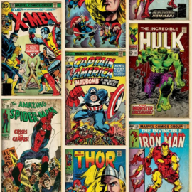 Noordwand Kids@Home Individual Behang 70-238 Marvel Action Heroes/Strip/Helden/Iron/Spiderman/Thor/Kinderkamer