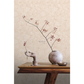 Esta Home Bloom Behang 139488 Ginkgo Bladeren/Zand en Tarracotta