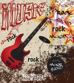 Dimex Fotobehang Red Guitar MS-3-0324 Music/Guitar/Gitaren/Modern/Rock/Soul