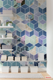 Komar Pure P024-VD2 Geometric Blue/3D /Hexagon