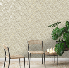 Dutch Wallcoverings Patagonia Behang 36133 Ruba Beige Cream/Veren/Natuurlijk