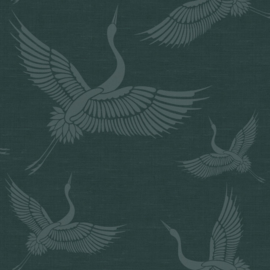 Origin Natural Fabrics Behang 351-347759 Cranes/Kraanvogels/Vogels/Dieren