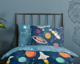 Muller Textiles Dekbedovertrek 30039-F Spaceworld Blue/Space/Heelal/Raket/Kids