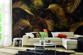 Dutch Wall Decor Panorama Fotobehang D1901910 Golden Palm/Bladeren