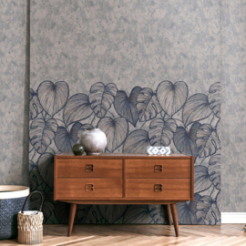 Hohenberger Julie Feels Home Fotobehang 26980 Monstera Twin Wall Navy Ash