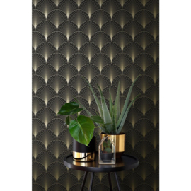 Esta Home Bloom Behang 139457 Art Deco Motief/Zwart/Goud