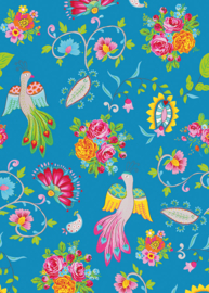 Behangexpresse Happy Living Fotobehang TD4023 Pajarito Petrol/Bloemen