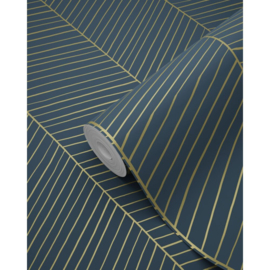 Esta Home Bloom Behang 139452 Visgraat motief/Blauw/Goud