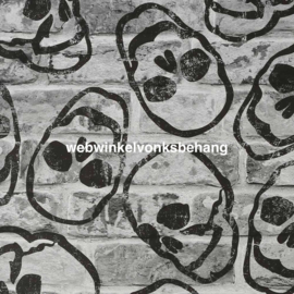 Noordwand Kids@Home Individual Behang 108595 Skull Wall Grey/Steen