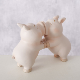 Liefde - Biggetjes - Beeld - Beige - 11.7x4x8.3cm - Polyresin -  Decoratie