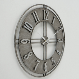 Klok - Wandklok - Ø 60cm - Metaal - industrieel - Grijs-zwart