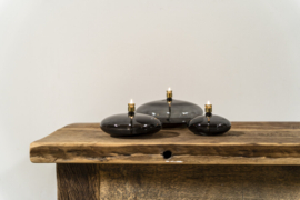 Olielamp - 3 set - incl trechter - Disc Model- Peri Living - Ø14x6cm. - Ø10x5cm. - Ø18x9cm. - Messing