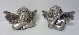 Engel - Beeld - Decoratie - 2 set - 15x12x8cm  - Zilver - Bengeltjes
