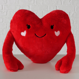 Hart - Valentijn - Moederdag - Liefde - cadeau - 48x555x12cm - kado - Rood - pluche - Knuffel - Kussen.