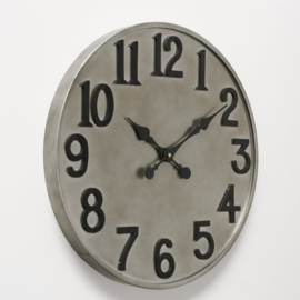 Klok - Wandklok - Ø 50cm - Metaal - industrieel - Grijs-zwart - 5 cm dik