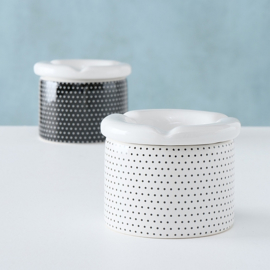Asbak - 2 set - zwart - wit - Keramiek - Ø 9 cm - Hoog 7.5 cm