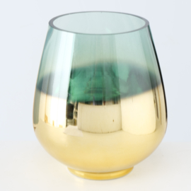 Windlicht - Goud - Groen - Ø 19cm - Glas - 20cm