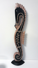 Zeepaard - XXXL - Decoratie - Beeld - Bruin - Zwart - 81cm - Hout - Maritiem - vensterbank decoratie.