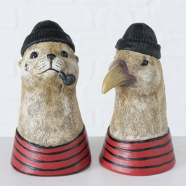 Boltze - Beeld - 2 set - Zeehond - Meeuw - Gezellig - Ø8cm - h16cm- polyserin