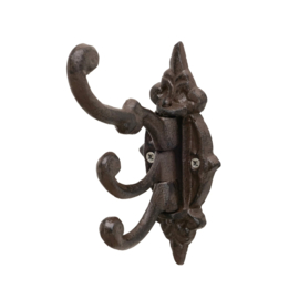 Haak - 3 haken draaibaar -  Wand haak -  Gietijzer - 14x10x10cm  - rustiek - Bruin