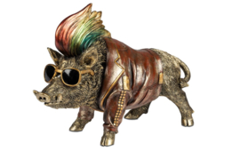 Wildzwijn - Beeld - Polyresin - Goud - Formano - 28x23x12cm - Decoratie - Cool!!