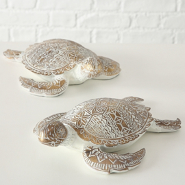 Schildpad- Polyserin- Goud - 36cm - Beeld - Decoratief