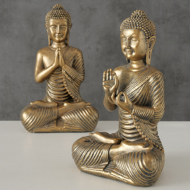 Buddha - Boedha - 2 set -  Antiek goud - polyserine - 20cm - Geluk