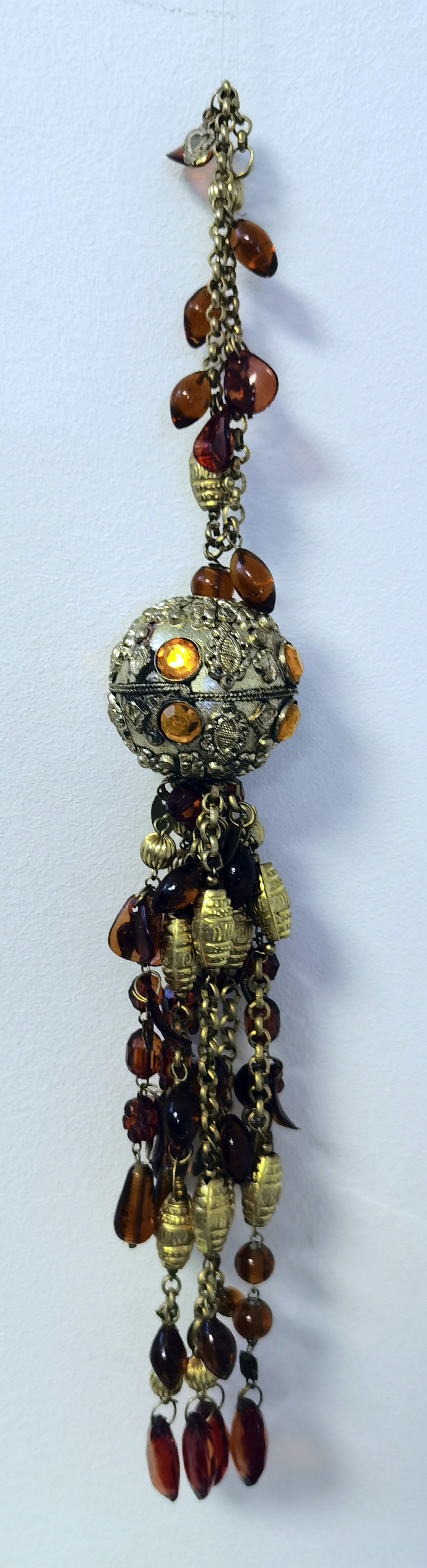 Decoratie - Hanger - Riverdale - Ibiza - Goud - 35x5cm. -  Oranje - Sfeervol - Hand gemaakt.