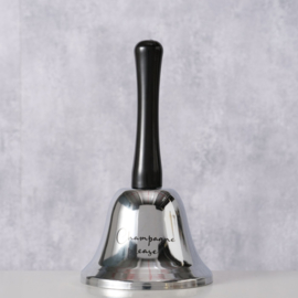 Tafelbel - Zilver - Zwart - 13.5x7.5 cm - Metaal - "champagne please"