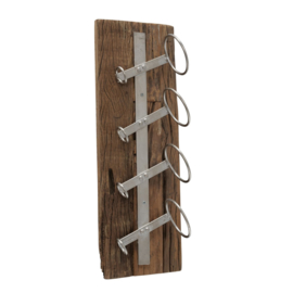 Wijnrek - wand - Hout - Metaal - Staand - 4 fles - 61cm