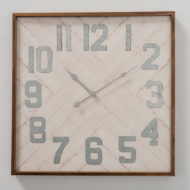 Klok - wandklok - 50x50cm - Metaal - industrieel - landelijk -  Wit - Goud.