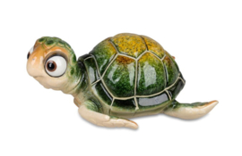Schildpad - Decoratie  - Groen - Vrolijk - Beeld - 16x14x7cm - Polyserin
