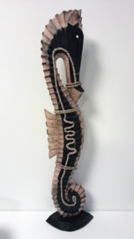 Zeepaard - XXXL - Decoratie - Beeld - Bruin - Zwart - 81cm - Hout - Maritiem - vensterbank decoratie.