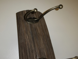 Kapstok - 5 haaks - Metaal - Bruin - 55cm - Hout - Wand