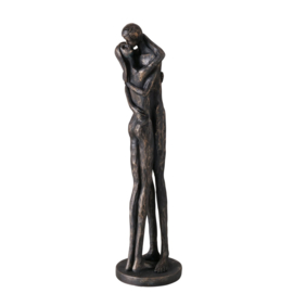 Man - Vrouw - Beeld - XL - 49cm - Polyresin - Liefde - Oud Bruin